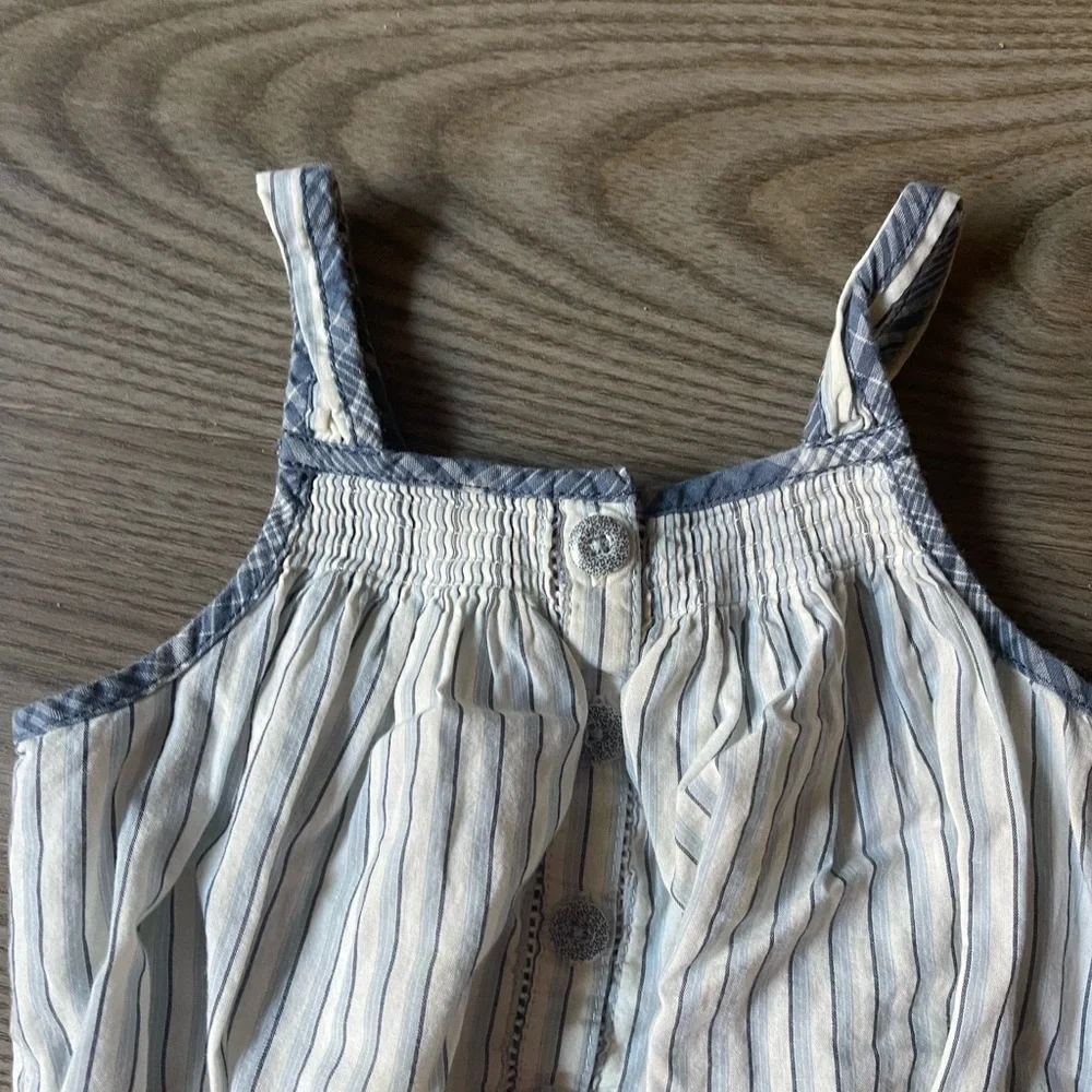 Ralph Lauren Striped Cotton Madras Top Peplum Cami Tie Shoulder Bows Size 18M